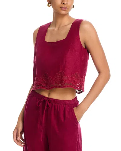 Rails Akira Linen Embroidered Top In Red