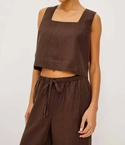 Rails Akira Linen Crop Top In Espresso In Brown