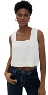 Rails Akira Linen Crop Tank In White