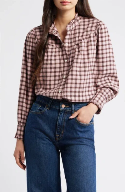 Rails Alanna Gingham Long Sleeve Shirt In Pink