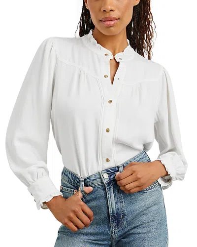 Rails Alanna Ruffle Mandarin Collar Blouse In Pearl