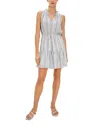 Rails Albany Stripe Tiered Linen Blend Minidress In Gray