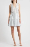 Rails Albany Stripe Tiered Linen Blend Minidress In Gray