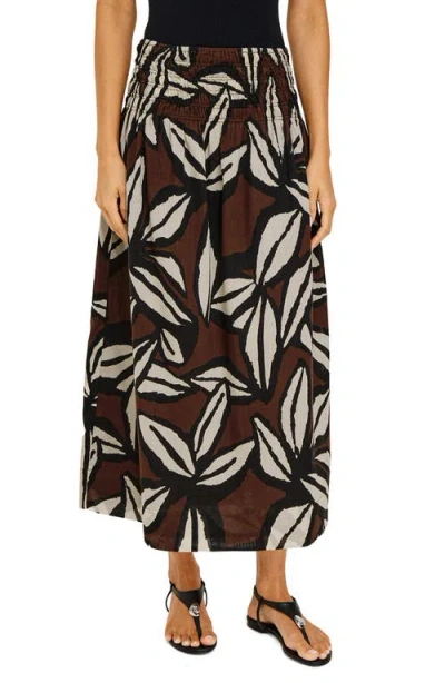 Rails Alessa Smock Waist Cotton Midi Skirt In Multi