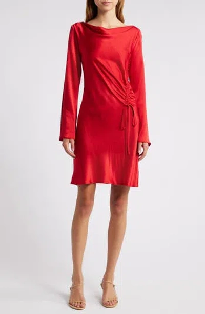 RAILS RAILS ALESSANDRA LONG SLEEVE RUCHED SATIN DRESS