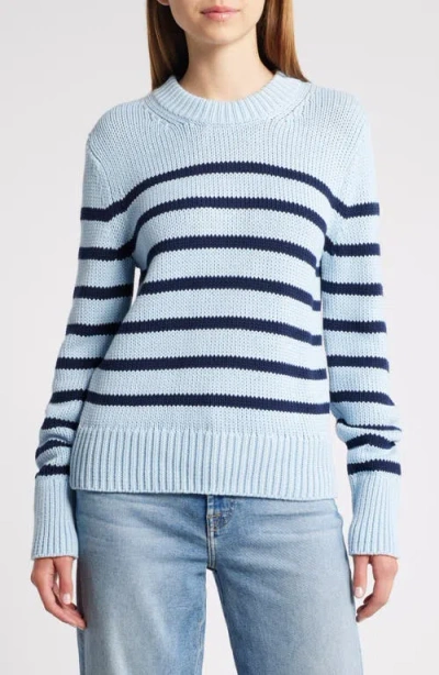 Rails Alise Stripe Cotton Crewneck Jumper In Sky Navy Stripe