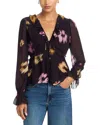 Rails Alixa Floral Ruffle Button-up Shirt In Brown