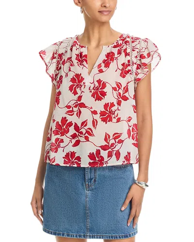 Rails Allea Floral Flutter Sleeve Top In White