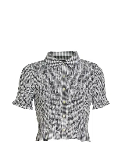 Rails Alton Shirred Cropped Shirt In Gray