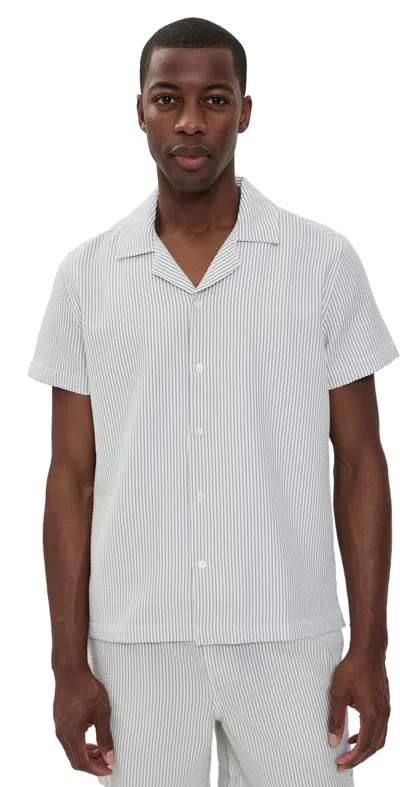 Rails Amalfi Button Down Shirt Sage White Seersucker In Blue