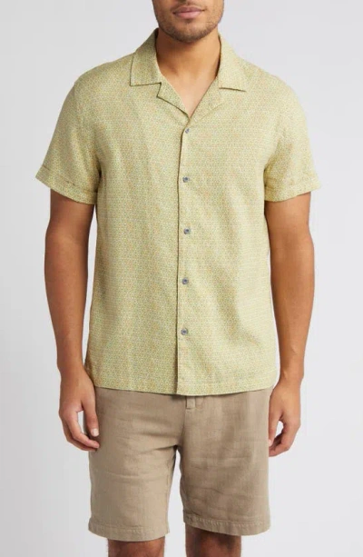 Rails Amalfi Geometric Print Short Sleeve Linen Blend Button-up Shirt In Painted Tile Matcha