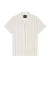 Rails Amalfi Stripe Linen Blend Camp Shirt In White