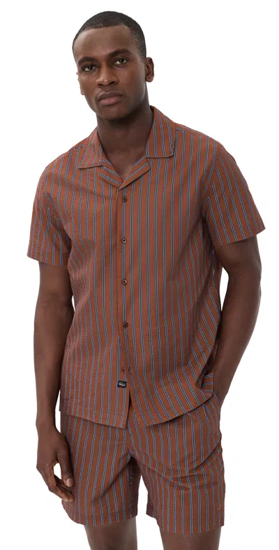Rails Amalfi Shirt Rust Navy Stripe In Red