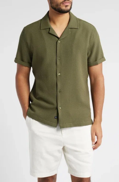 Rails Amalfi Short Sleeve Seersucker Button-up Shirt In Olive Seersucker