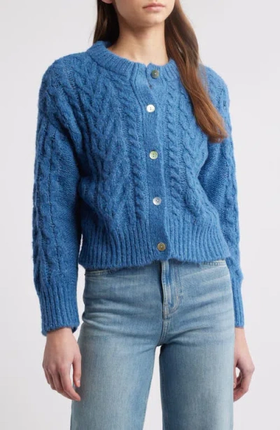 Rails Amelie Cable Wool & Alpaca Blend Cardigan In Lake