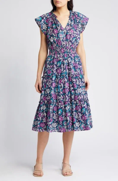 RAILS AMELLIA FLORAL COTTON MIDI DRESS