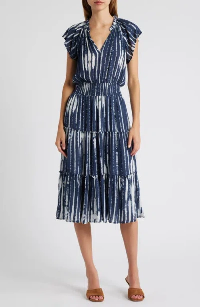 Rails Amellia Print Tiered Midi Dress In Indigo Nile