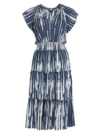 Rails Amellia Tie-dye Tiered Midi-dress In Indigo Nile In Multi
