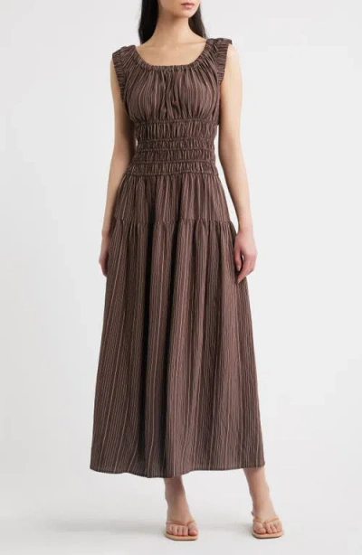 Rails Anastasia Shirred Sleeveless Maxi Dress In Brown