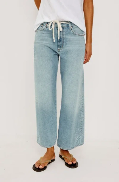 Rails Angeleno Drawstring Crop Wide Leg Jeans In Blue
