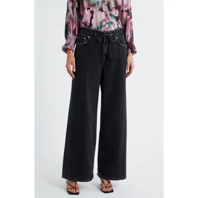 Rails Angeleno High Waist Wide Leg Drawstring Jeans In Black