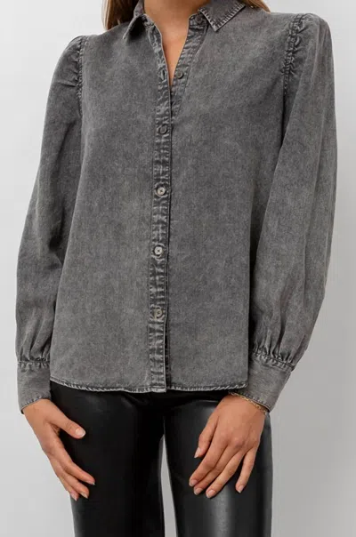 Rails Angelica Button Down Shirt In Black Acid Wash In Gray