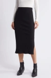 Rails Angie Side Slit Rib Midi Skirt In True Black