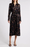 Rails Anina Drawstring Waist Long Sleeve Satin Midi Shirtdress In Diffused Sandstone