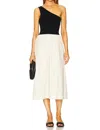 Rails Anita One-shoulder Colorblock Mixed Media Midi Dress In Black
