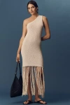 Rails Antonia Linen Blend One-shoulder Knit Fringe Midi Dress