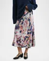 Rails Anya Satin Midi Skirt In Midnight Verbena