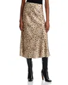 Rails Anya Leopard Print Satin Midi Skirt In Champagne
