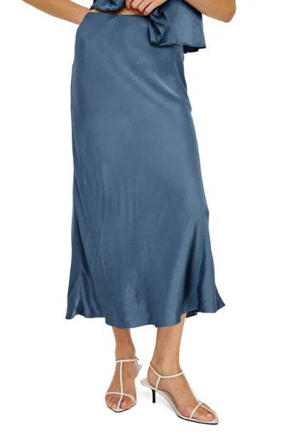 Rails Anya Satin Midi Skirt In Blue