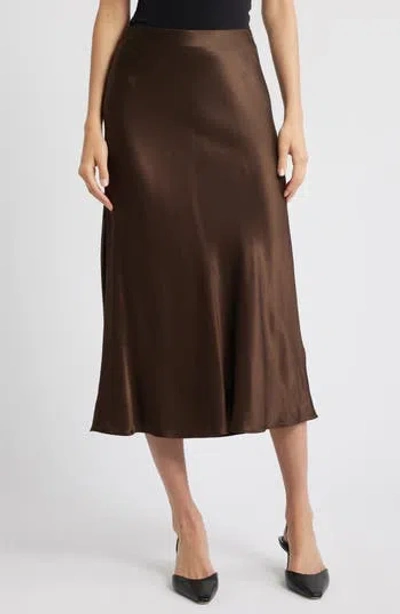 Rails Anya Satin Midi Skirt In Brown