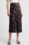 Rails Anya Satin Midi Skirt In Diffused Sandstone