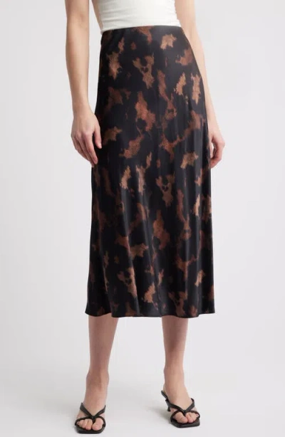 Rails Anya Satin Midi Skirt In Diffused Sandstone