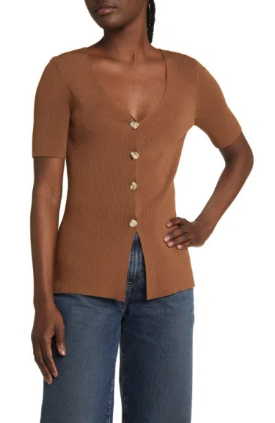 Rails Arden Rib Cardigan In Brown