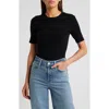 Rails Ari Short Sleeve Rib Sweater In Black