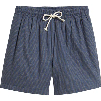 Rails Aries Stripe Linen Blend Drawstring Shorts In Navy Cedar Vertical