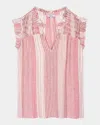 Rails Arlene Stripe Linen Blend Ruffle Shoulder Top In Salerno Stripe