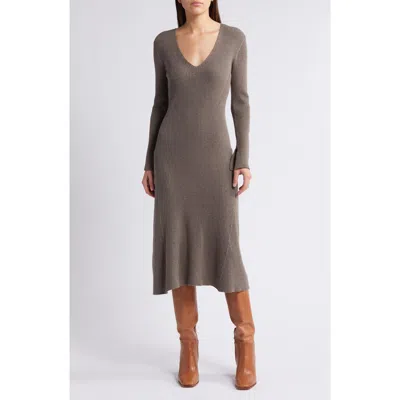 Rails Arlette Long Sleeve Cotton Blend Sweater Dress In Hazelnut