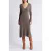 Rails Arlette Long Sleeve Cotton Blend Sweater Dress In Hazelnut