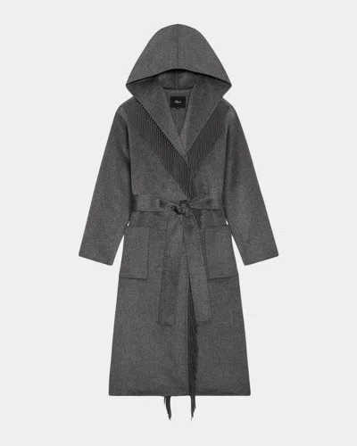Rails Arlon Hooded Wrap Coat With Fringe-trim In Gray
