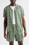 Rails Atlas Seaweed Print Linen Blend Camp Shirt In Multi