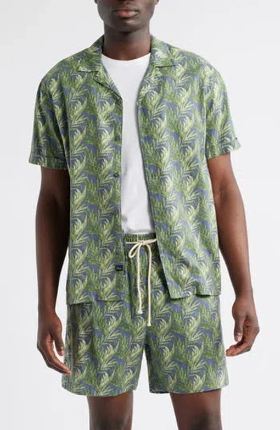 RAILS RAILS ATLAS SEAWEED PRINT LINEN BLEND CAMP SHIRT