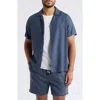 Rails Atlas Stripe Linen Blend Camp Shirt In Blue