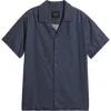 Rails Atlas Stripe Linen Blend Camp Shirt In Navy Cedar Vertical