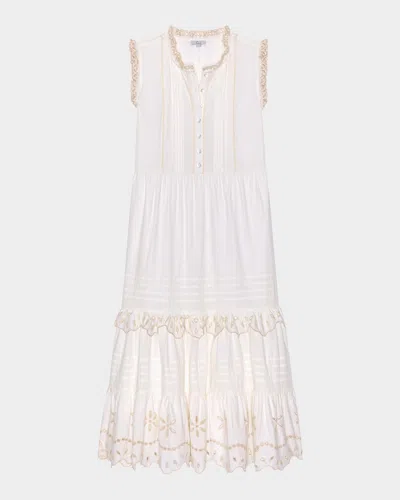 Rails Aubrie Ruffled Eyelet Midi Dress In White