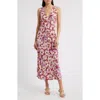 Rails Audrina Floral Print Midi Dress In Amaranth
