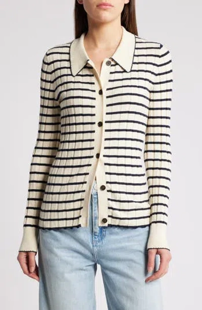 RAILS RAILS AURELIA STRIPE LONG SLEEVE COTTON & SILK BLEND CARDIGAN